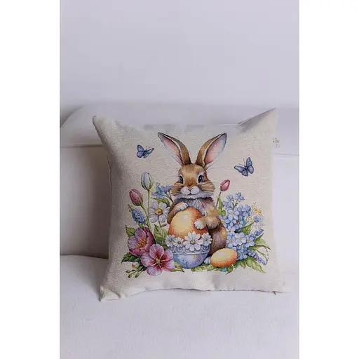 Подушка Прованс Соцветие Зайчонок с бабочками гобеленовая 45х45 см (44294) - фото 3