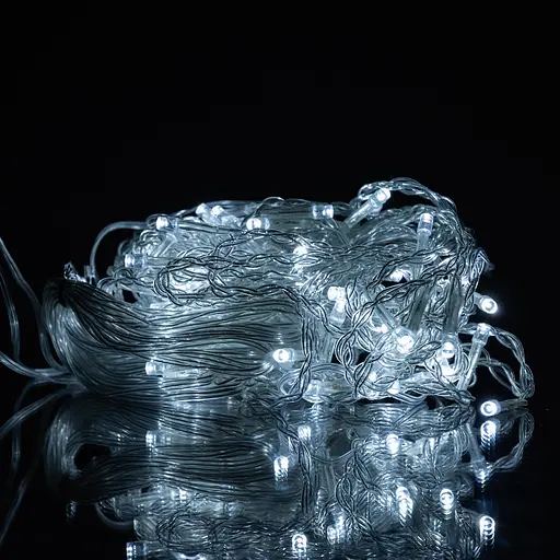 Новорічна гірлянда штора GarlandoPro 1,5х1,5 м 64 LED білий провід Біле світло ZWM1564LEDW - фото 3
