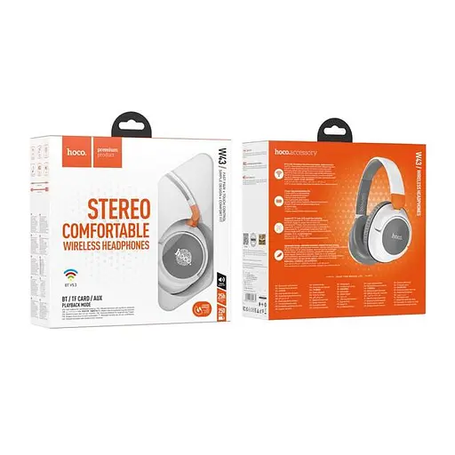 Bluetooth Стерео Гарнітура Hoco W43 | BT5.3, AUX / TF, 25h, Touch Control | Білий - фото 3