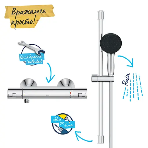 Змішувач термостатичний для душу Grohe QuickFix Precision Start 34597001, Хром - фото 6