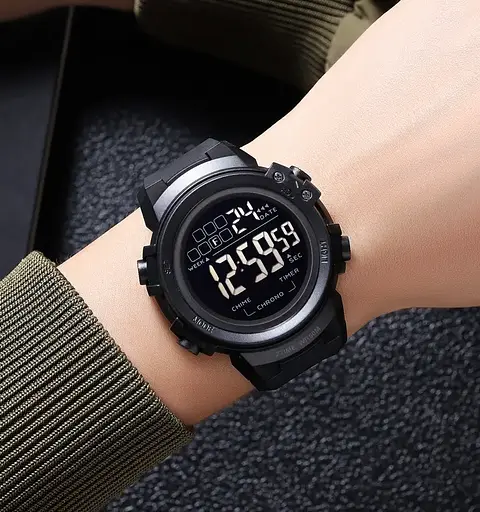 Годинник чоловічий наручний спортивний Skmei 2260 (Чорний з чорним) - фото 6