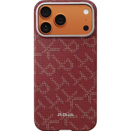 Чехол Pitaka Ultra-Slim Monogram для Apple iPhone 17 Pro Max Gold/Red (KI1702PTKP) [157999] - фото 1