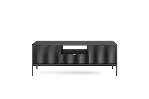 Тумба під телевізор Perfect Home Нова / Nova 2-дверна з 1 шухлядою і чорними ніжками RTV154 Чорний (PFH-091219)