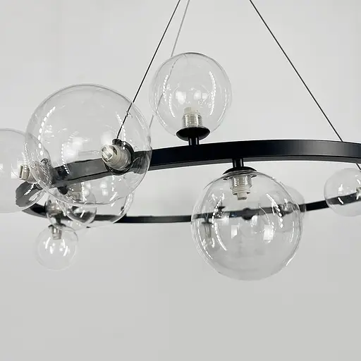 Кільцева чорна люстра з 18 прозорими плафонами Ø 95 см | Line F | Арт. BM62/18 BK+CL - фото 3