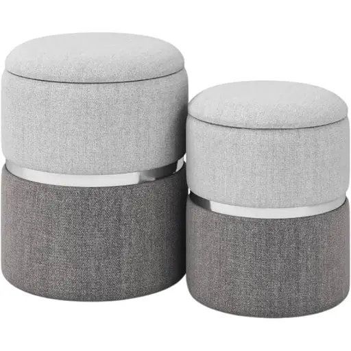 Пуф Costway Rosana велюровий комплект 2 штуки сірий