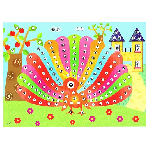 Дитяча мозаїка за номерами "Павич" Bambi 13-126-10 різнокольорові камінчики - фото 1