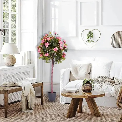 Троянда штучна висока на штамбі 120 см у горщику ніжно-рожева - фото 8