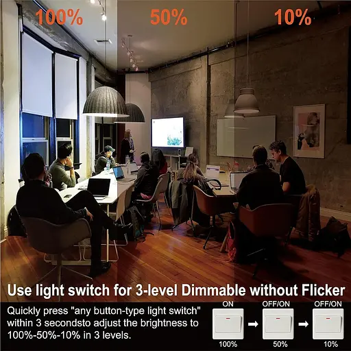 Светодиодные лампы EACLL GU10 3-ступенчатое затмение 3-яркость, 10 Вт 3000 K теплый белый, пачка из 6 штук, 940 lm эквивалент 125 W - фото 3