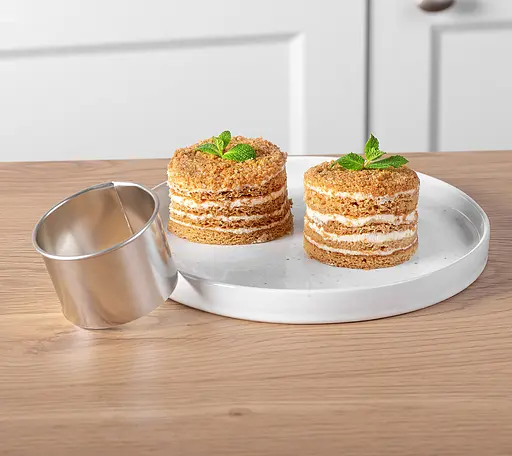 Набір круглих форм для оформлення салатів та висічки тіста для пельменів вареників Ø 9/7.5/6 см (3 шт.), Kitchette Сріблястий 85156 - фото 3