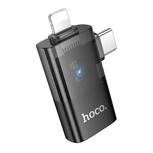Адаптер перехідник Hoco UA36E 2в1 Lightning/ Type-C to USB чорний - фото 3
