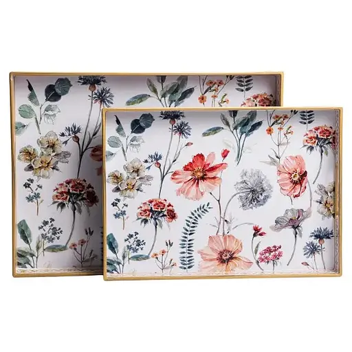 Набір підносів Yiwu HP-HK-19 Flowers декоративні пластикові 2 шт. - фото 1