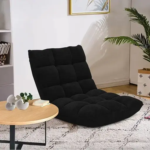 Кресло Costway Tiktok напольное с регулируемой спинкой черный - фото 3