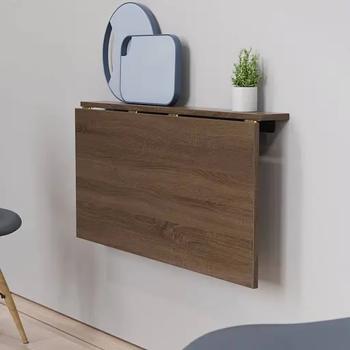 Обідній стіл-трансформер Ніка настінний Ferrum-decor 420x900x500 Чорний метал ДСП Дуб Сонома Трюфель 16 мм (FRD-105168)