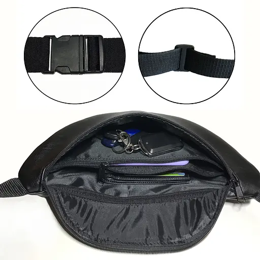 Сумка-бананка с расширителем из эко-кожи 32×16×7.5 см сумка через плечо или поясная сумка мужская/женска (02913) - фото 6