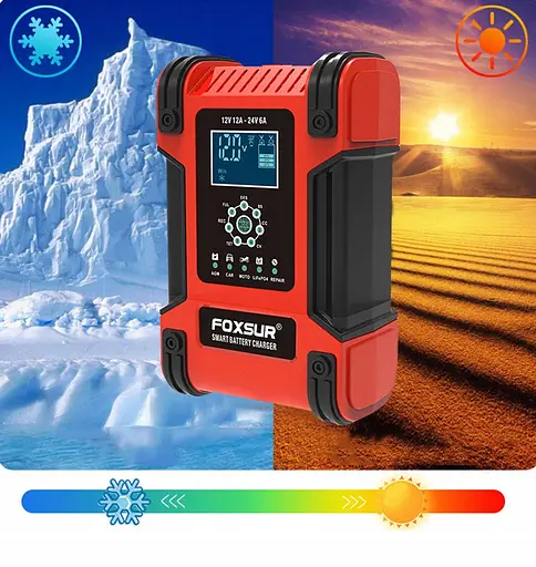 Автоматичний зарядний пристрій AGM FOXSUR 12 В/24 В 12 A LiFePO4 GEL SLA - фото 6