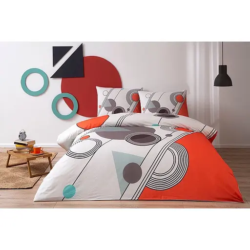 Комплект постільної білизни TAC Felix Red Євро Різнобарвний 000230139 - фото 1