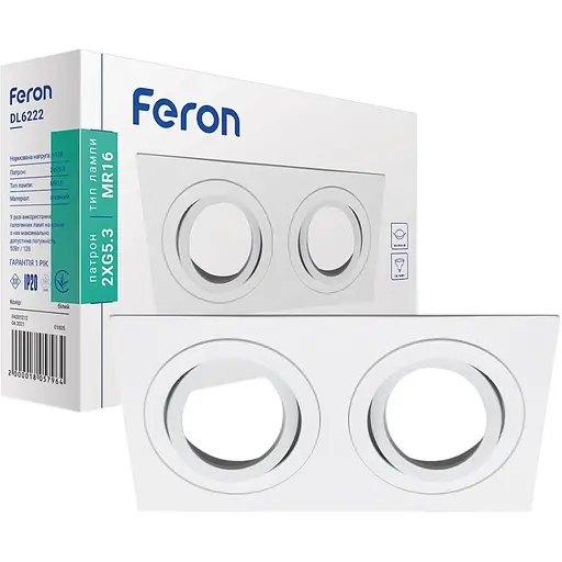 Світильник точковий Feron DL6222 MR16 білий подвійний квадрат G5.3 (1805)