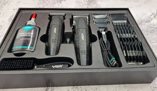 Профессиональный набор VGR V-640 (Машинка для стрижки + Триммер, 9000 об/мин, LCD-дисплеи) - фото 4