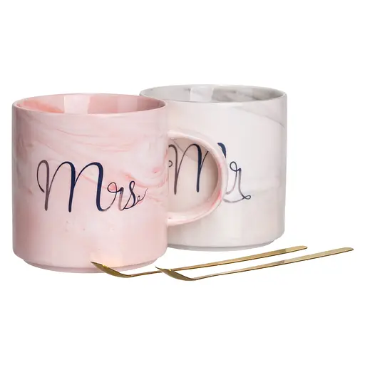 Парні чашки порцелянові Mr & Mrs 400 мл з ложками FM-28 - фото 5