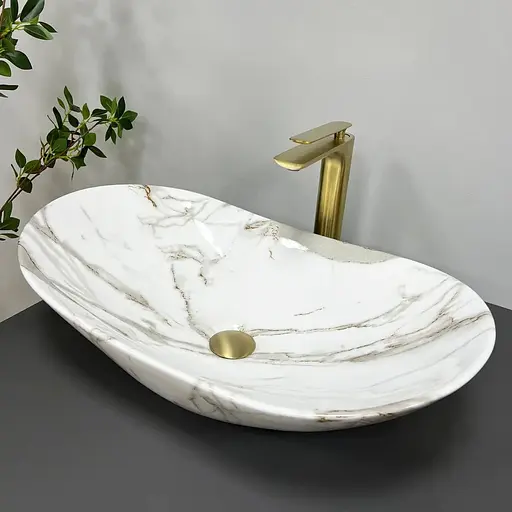 Умивальник VBI Turin lava matt накладний VBI-011506, Мармур - фото 1