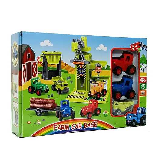 Ферма Синий трактор, погрузчик, 2 трактора, грузовик, 32x8x21.5 см