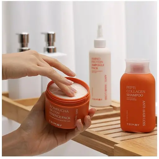 Восстанавливающая маска Trimay Kombucha Biotin Anti-Hair Loss Essence Pack против выпадения волос с комбучей 180 мл - фото 4