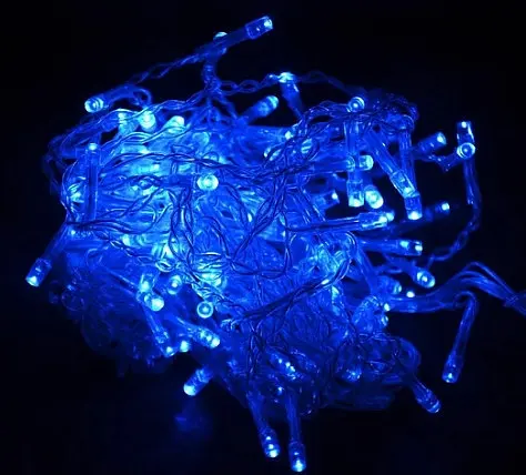Гирлянда внешняя прямая 200 led blue (белый провод) 5мм 20м
