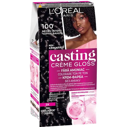 Краска-уход для волос L'Oreal Paris Casting Creme Gloss тон 100 Черная Ваниль без аммиака 120 мл (A6269376)