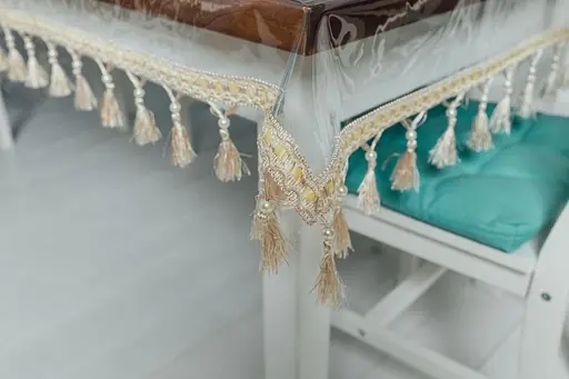 Скатерть силиконовая с молочной бахромой 260х130 см - фото 3