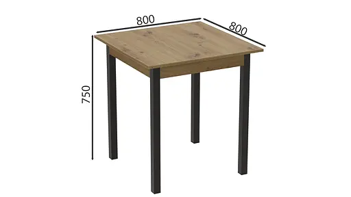 Стіл кухонний Ferrum-decor Агата 75x80x80 Чорний ДСП Дуб Артізан 16мм (FRD-105679) - фото 4