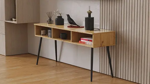 Тумба під телевізор Кентуккі Ferrum-decor 45x139x38 Чорний метал ДСП Дуб Артізан 16 мм (FRD-106734) - фото 3