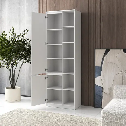 Шкаф для книг Vays пенал с полками R-27 Дуб Сонома-Белый фасад - фото 2