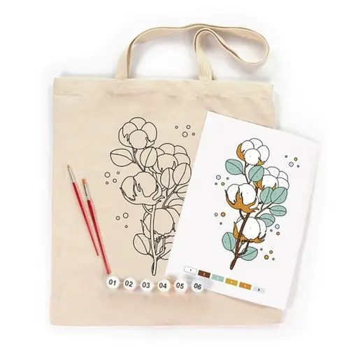 Набор для творчества экосумка-раскраска "Хлопок" Rosa N0003619, 38х42 см - фото 2