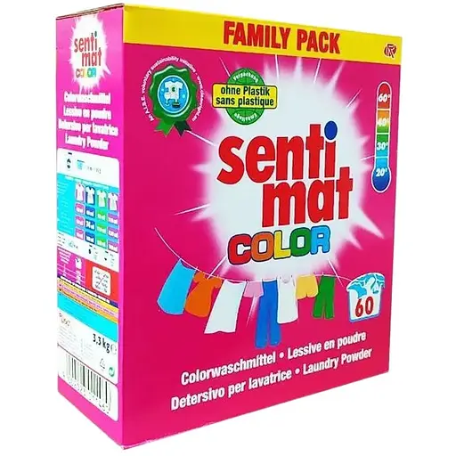 Порошок для прання Sentimat Color 60 прань 3.3 кг для кольорової білизни - фото 1