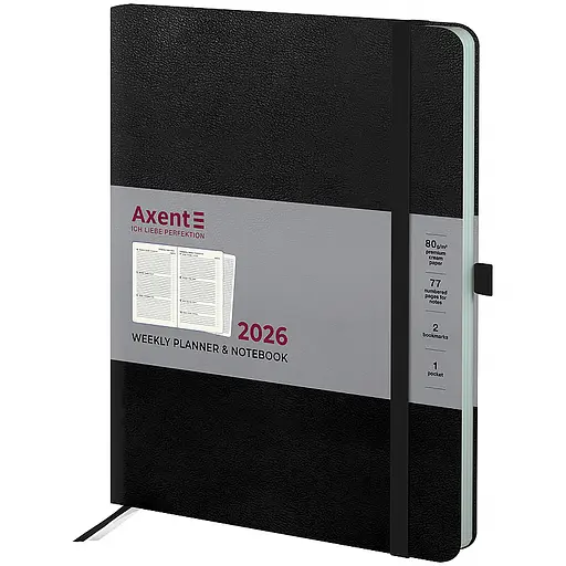 Еженедельник Axent 2026 Grand Strong 195х255 мм черный (8530-26-01-A)