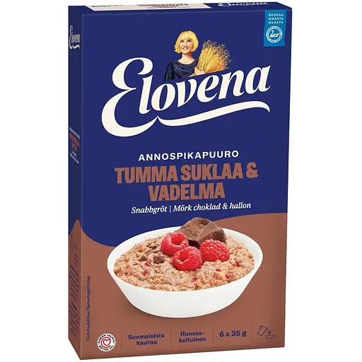 Уцінка. Каша швидкого приготування Elovena чорний шоколад та малина 210 г (35 г х 6 шт.)