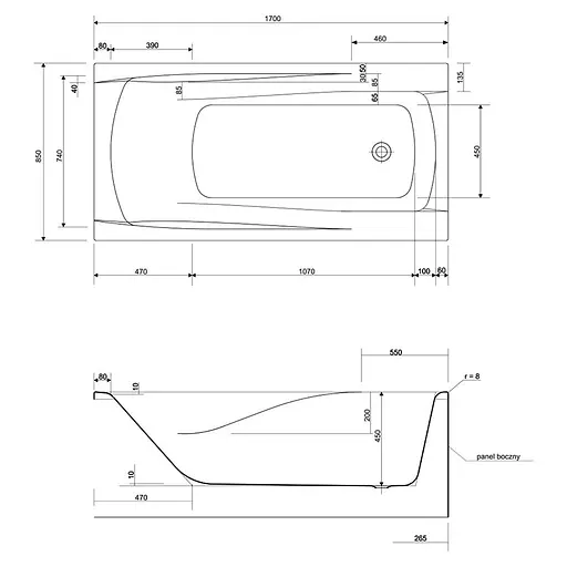 Ванна акрилова Cersant Zen 170x85 - фото 3