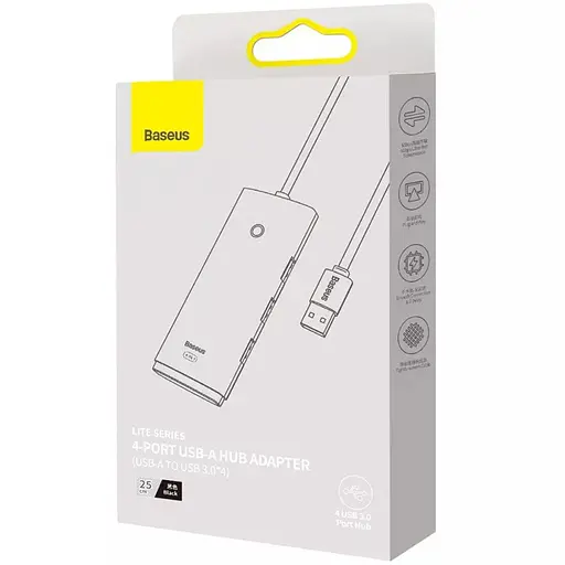 Переходник HUB Baseus Lite Series 4in1 (USB-A to USB3.0*4) (0.25m) (WKQX03) Black - фото 6