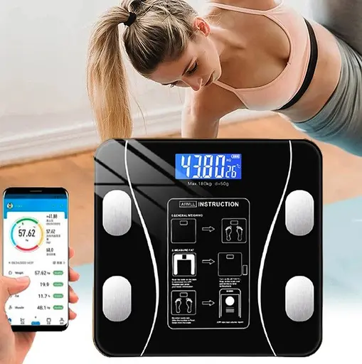 Смарт-весы напольные фитнес-весы Smart Scale 25x25 см Черный 180 кг - фото 3