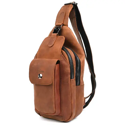 Модный рюкзак слинг на одну шлейку коньячный TARWA 17х7х33.5 см sum0028452 - фото 1