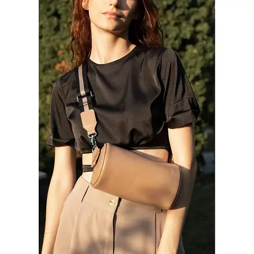 Шкіряна сумка поясная-кроссбоди Cylinder карамель краст - фото 1