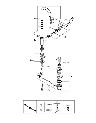 Змішувач для раковини Grohe EuroSmart L-size одноважільний Хром 30412 - фото 7