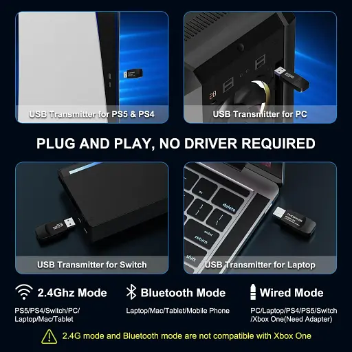 Беспроводные наушники Kotion Each Q6 2.4G со съемным микрофоном черно-синие - фото 6