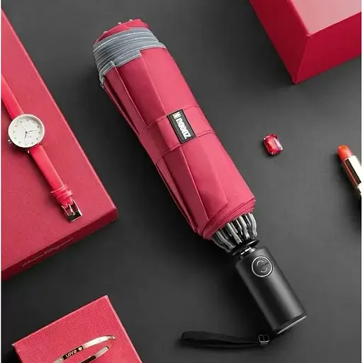 Зонтик складной автоматический с фонариком Zuodu (ZD002-LED) красный - фото 8