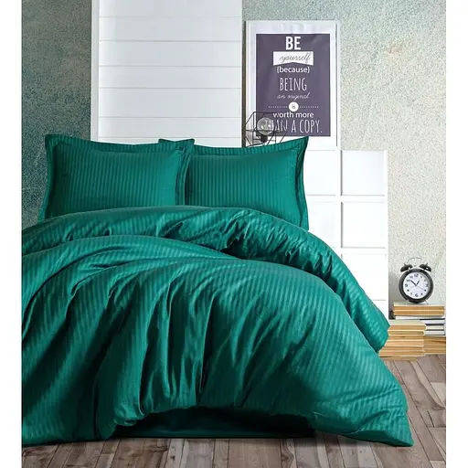 Комплект постільної білизни CottonBox Stripe Petrol Євро Різнобарвний 000230391