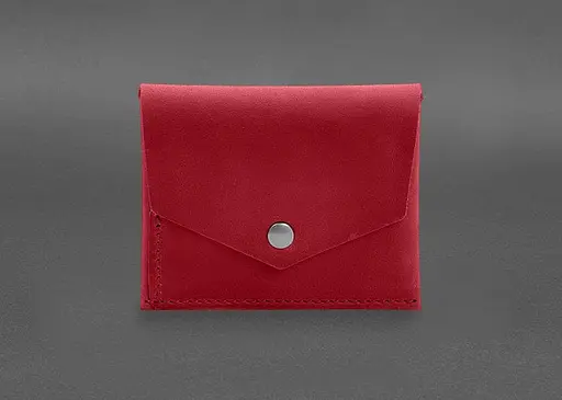 Кожаный кошелек mini 3.0 (кард-кейс) коралловый Crazy Horse - фото 1