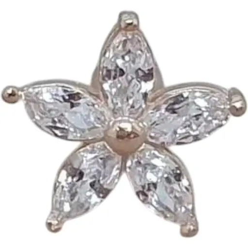 Золотая серьга для пирсинга хеликса Ирий Цветок с фианитами. З40103ШТ