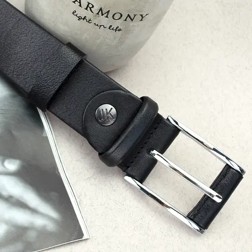 Ремінь чоловічий шкіряний класика чорний JK-3560 (120 см) - фото 5