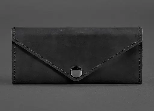 Женский кожаный кошелек Керри 1.0 черный Crazy Horse - фото 1