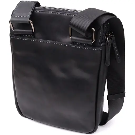 Практична чоловіча сумка через плече із вінтажної натуральної шкіри SHVIGEL 20х26х4,5 см sum0027437 - фото 2